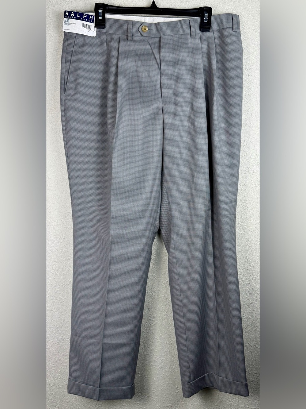 NWT Ralph Lauren Mens Dress Pants Slacks 36x30 Gray Check Modern Fit Cuffed